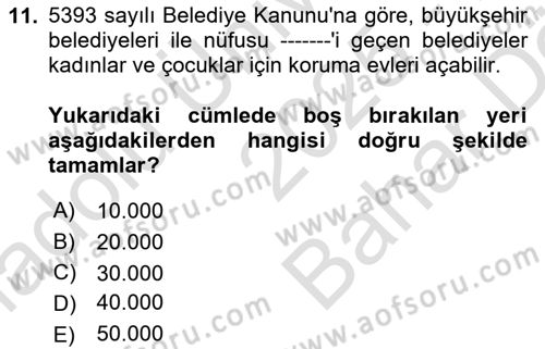 Sosyal Hizmet Kuruluşları Dersi 2025 - 2026 Yılı (Vize) Ara Sınav Soruları 11. Soru
