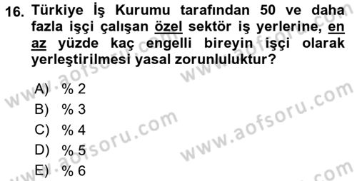 Sosyal Hizmet Kuruluşları Dersi 2025 - 2026 Yılı (Vize) Ara Sınav Soruları 16. Soru