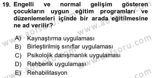 Sosyal Hizmet Kuruluşları Dersi 2025 - 2026 Yılı (Vize) Ara Sınav Soruları 19. Soru