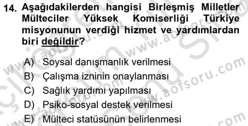 Sosyal Hizmet Kuruluşları Dersi 2025 - 2026 Yılı (Final) Dönem Sonu Sınav Soruları 14. Soru
