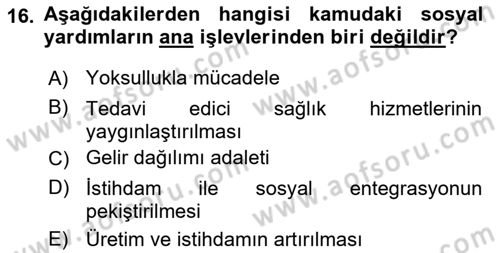 Sosyal Hizmet Kuruluşları Dersi 2025 - 2026 Yılı (Final) Dönem Sonu Sınav Soruları 16. Soru