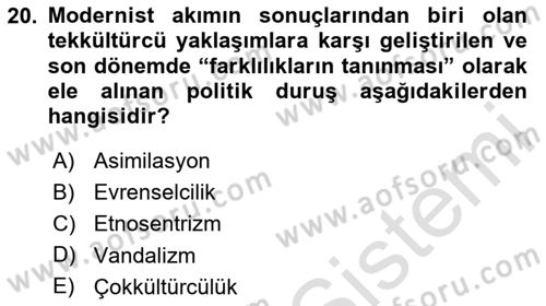 Sosyal Hizmet Kuruluşları Dersi 2025 - 2026 Yılı (Final) Dönem Sonu Sınav Soruları 20. Soru