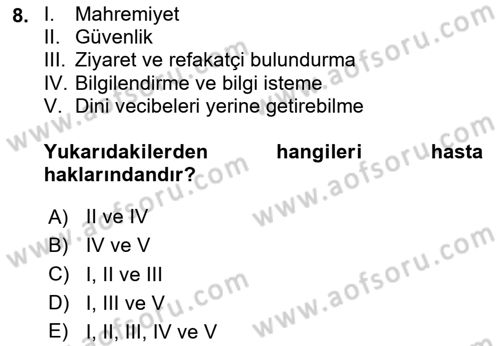 Sosyal Hizmet Kuruluşları Dersi 2025 - 2026 Yılı (Final) Dönem Sonu Sınav Soruları 8. Soru