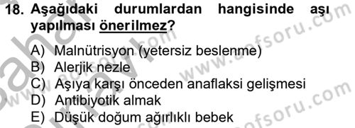 Temel Sağlık Hizmetleri Dersi 2012 - 2013 Yılı (Vize) Ara Sınav Soruları 18. Soru