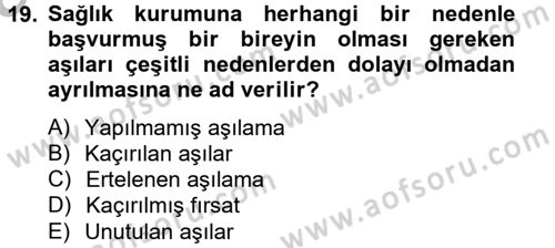 Temel Sağlık Hizmetleri Dersi 2012 - 2013 Yılı (Vize) Ara Sınav Soruları 19. Soru