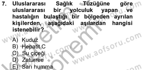 Temel Sağlık Hizmetleri Dersi 2012 - 2013 Yılı (Vize) Ara Sınav Soruları 7. Soru