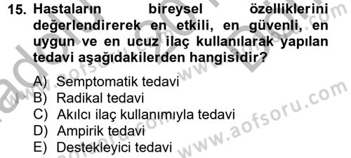 Temel Sağlık Hizmetleri Dersi 2012 - 2013 Yılı (Final) Dönem Sonu Sınav Soruları 15. Soru
