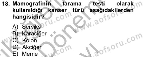 Temel Sağlık Hizmetleri Dersi 2012 - 2013 Yılı (Final) Dönem Sonu Sınav Soruları 18. Soru