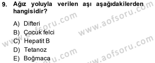 Temel Sağlık Hizmetleri Dersi 2013 - 2014 Yılı (Vize) Ara Sınav Soruları 9. Soru