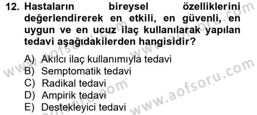 Temel Sağlık Hizmetleri Dersi 2013 - 2014 Yılı (Final) Dönem Sonu Sınav Soruları 12. Soru