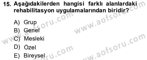 Temel Sağlık Hizmetleri Dersi 2013 - 2014 Yılı Tek Ders Sınav Soruları 15. Soru