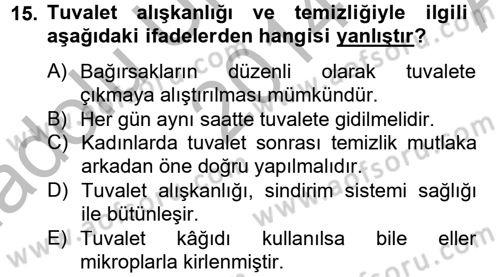 Temel Sağlık Hizmetleri Dersi 2014 - 2015 Yılı (Vize) Ara Sınav Soruları 15. Soru