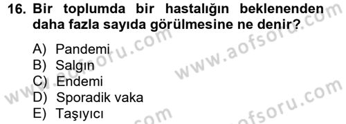 Temel Sağlık Hizmetleri Dersi 2014 - 2015 Yılı (Vize) Ara Sınav Soruları 16. Soru