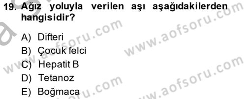 Temel Sağlık Hizmetleri Dersi 2014 - 2015 Yılı (Vize) Ara Sınav Soruları 19. Soru