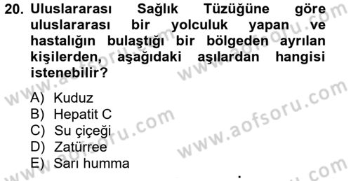 Temel Sağlık Hizmetleri Dersi 2014 - 2015 Yılı (Vize) Ara Sınav Soruları 20. Soru