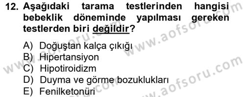 Temel Sağlık Hizmetleri Dersi 2014 - 2015 Yılı Tek Ders Sınav Soruları 12. Soru
