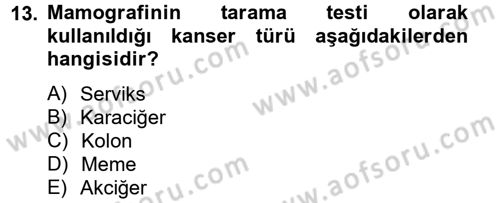 Temel Sağlık Hizmetleri Dersi 2014 - 2015 Yılı Tek Ders Sınav Soruları 13. Soru