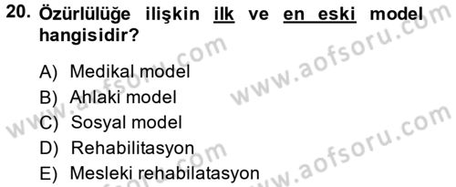 Temel Sağlık Hizmetleri Dersi 2014 - 2015 Yılı Tek Ders Sınav Soruları 20. Soru
