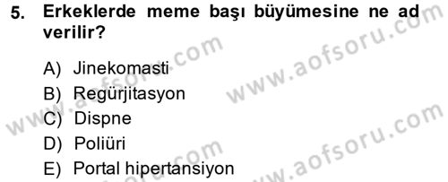 Temel Sağlık Hizmetleri Dersi 2014 - 2015 Yılı Tek Ders Sınav Soruları 5. Soru