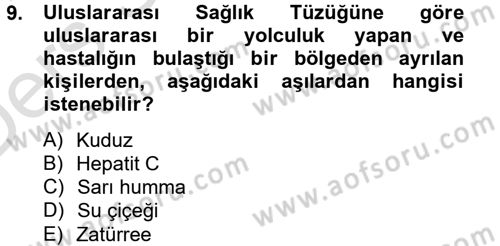 Temel Sağlık Hizmetleri Dersi 2014 - 2015 Yılı Tek Ders Sınav Soruları 9. Soru