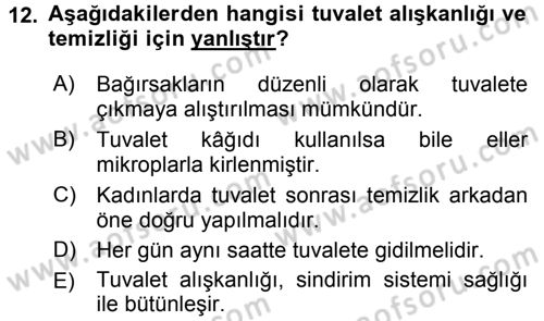 Temel Sağlık Hizmetleri Dersi 2015 - 2016 Yılı (Vize) Ara Sınav Soruları 12. Soru
