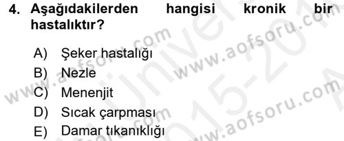 Temel Sağlık Hizmetleri Dersi 2015 - 2016 Yılı (Vize) Ara Sınav Soruları 4. Soru