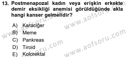 Temel Sağlık Hizmetleri Dersi 2015 - 2016 Yılı (Final) Dönem Sonu Sınav Soruları 13. Soru