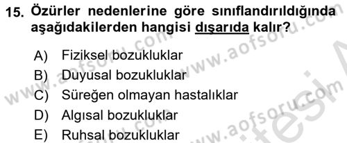 Temel Sağlık Hizmetleri Dersi 2015 - 2016 Yılı (Final) Dönem Sonu Sınav Soruları 15. Soru