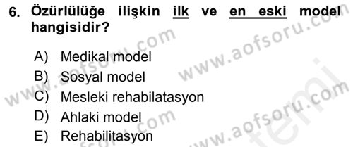 Temel Sağlık Hizmetleri Dersi 2015 - 2016 Yılı Tek Ders Sınav Soruları 6. Soru