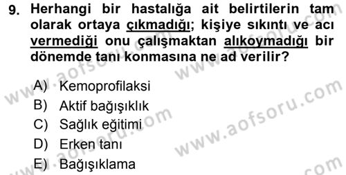 Temel Sağlık Hizmetleri Dersi 2015 - 2016 Yılı Tek Ders Sınav Soruları 9. Soru