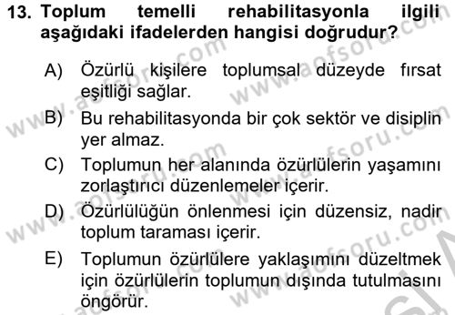 Temel Sağlık Hizmetleri Dersi 2016 - 2017 Yılı 3 Ders Sınav Soruları 13. Soru