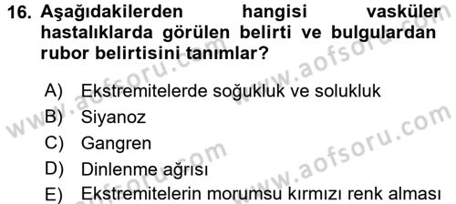 Temel Sağlık Hizmetleri Dersi 2016 - 2017 Yılı 3 Ders Sınav Soruları 16. Soru