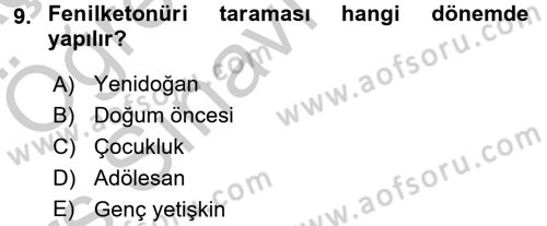 Temel Sağlık Hizmetleri Dersi 2016 - 2017 Yılı 3 Ders Sınav Soruları 9. Soru