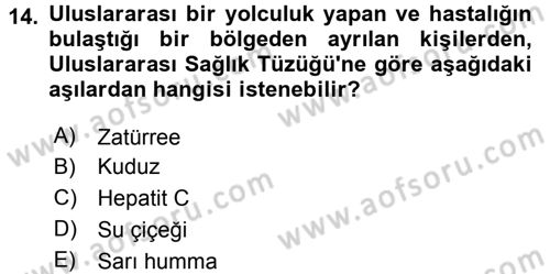 Temel Sağlık Hizmetleri Dersi 2016 - 2017 Yılı (Vize) Ara Sınav Soruları 14. Soru