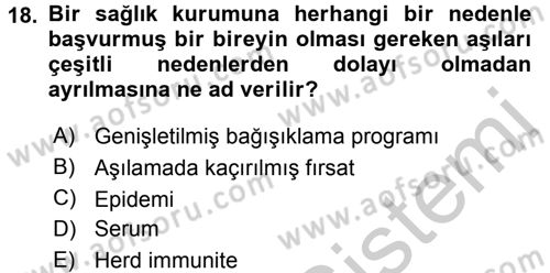 Temel Sağlık Hizmetleri Dersi 2016 - 2017 Yılı (Vize) Ara Sınav Soruları 18. Soru
