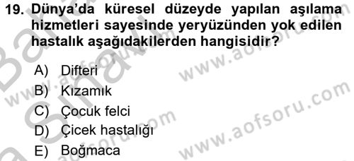 Temel Sağlık Hizmetleri Dersi 2016 - 2017 Yılı (Vize) Ara Sınav Soruları 19. Soru