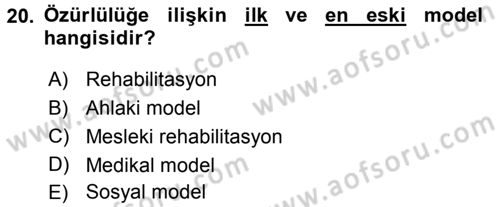 Temel Sağlık Hizmetleri Dersi 2016 - 2017 Yılı (Final) Dönem Sonu Sınav Soruları 20. Soru