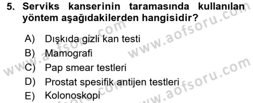 Temel Sağlık Hizmetleri Dersi 2016 - 2017 Yılı (Final) Dönem Sonu Sınav Soruları 5. Soru