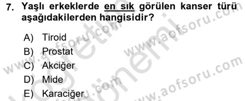 Temel Sağlık Hizmetleri Dersi 2016 - 2017 Yılı (Final) Dönem Sonu Sınav Soruları 7. Soru