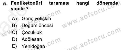 Temel Sağlık Hizmetleri Dersi 2017 - 2018 Yılı 3 Ders Sınav Soruları 5. Soru