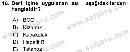 Temel Sağlık Hizmetleri Dersi 2017 - 2018 Yılı (Vize) Ara Sınav Soruları 16. Soru