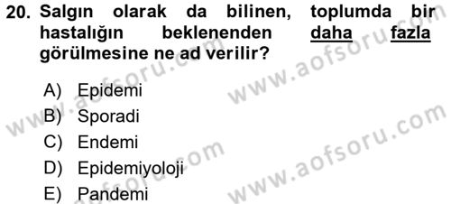Temel Sağlık Hizmetleri Dersi 2017 - 2018 Yılı (Vize) Ara Sınav Soruları 20. Soru
