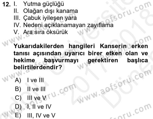 Temel Sağlık Hizmetleri Dersi 2017 - 2018 Yılı (Final) Dönem Sonu Sınav Soruları 12. Soru