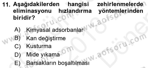 Temel Sağlık Hizmetleri Dersi 2018 - 2019 Yılı (Final) Dönem Sonu Sınav Soruları 11. Soru
