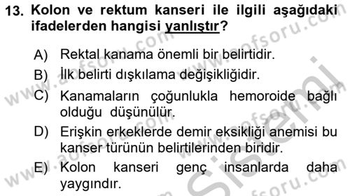 Temel Sağlık Hizmetleri Dersi 2018 - 2019 Yılı Yaz Okulu Sınav Soruları 13. Soru