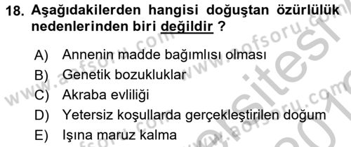 Temel Sağlık Hizmetleri Dersi 2018 - 2019 Yılı Yaz Okulu Sınav Soruları 18. Soru