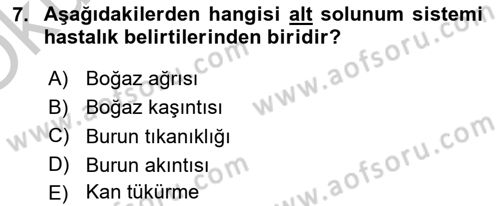 Temel Sağlık Hizmetleri Dersi 2018 - 2019 Yılı Yaz Okulu Sınav Soruları 7. Soru