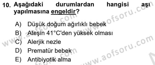 Temel Sağlık Hizmetleri Dersi 2020 - 2021 Yılı Yaz Okulu Sınav Soruları 10. Soru