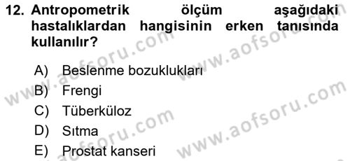 Temel Sağlık Hizmetleri Dersi 2020 - 2021 Yılı Yaz Okulu Sınav Soruları 12. Soru