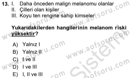 Temel Sağlık Hizmetleri Dersi 2020 - 2021 Yılı Yaz Okulu Sınav Soruları 13. Soru
